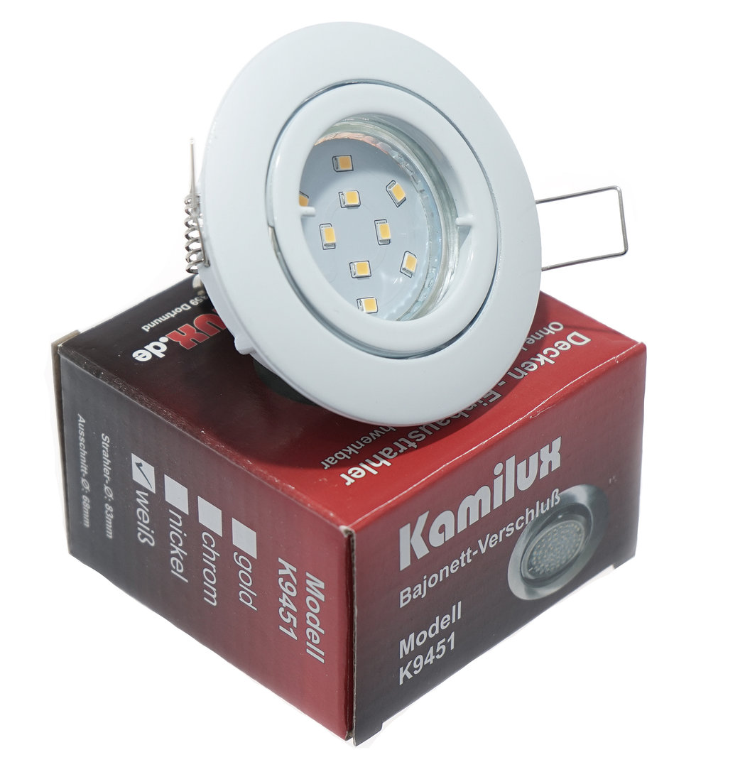 230V KAMILUX Einbaulampe Spot Bajo IP20 ohne Leuchtmittel GU10 MR16 12V 