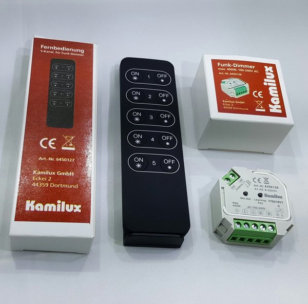 Funk-Dimmer Set max. 400 Watt Kamilux® für LED-Leuchtmittel inkl. Fernbedienung