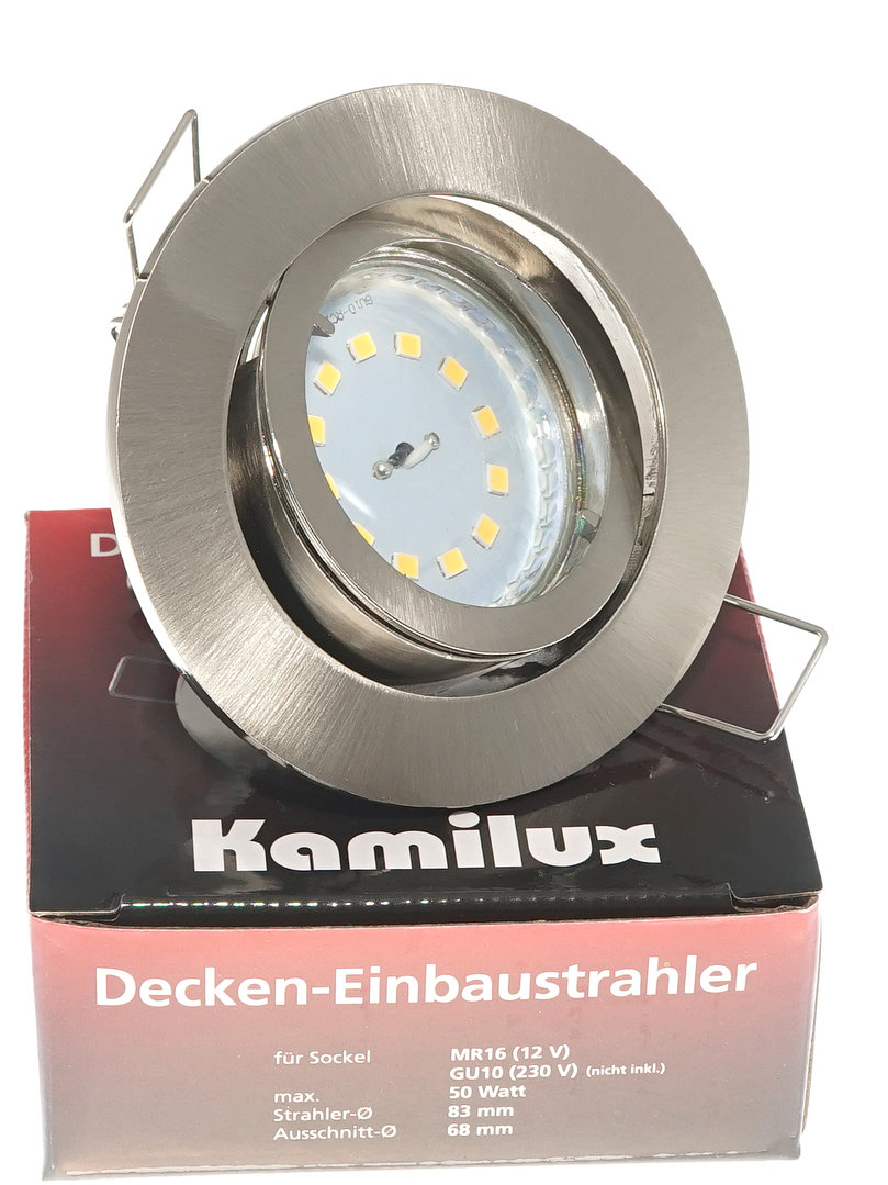 Kamilux Einbaustrahler Bajo 230V IP20 Hochvolt GU10 Downlight ohne Leuchtmittel 