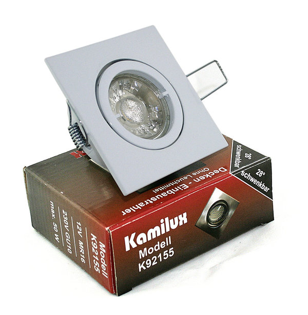 230V Bad Einbauleuchten v. Kamilux Modell Quajo K92155 & LED-Strahler 5W GU10